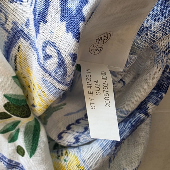 J Crew Linen Blend Coastal Patchwork Lemons Button Up Shirt XL Euro Summmer NWT - Picture 12 of 16